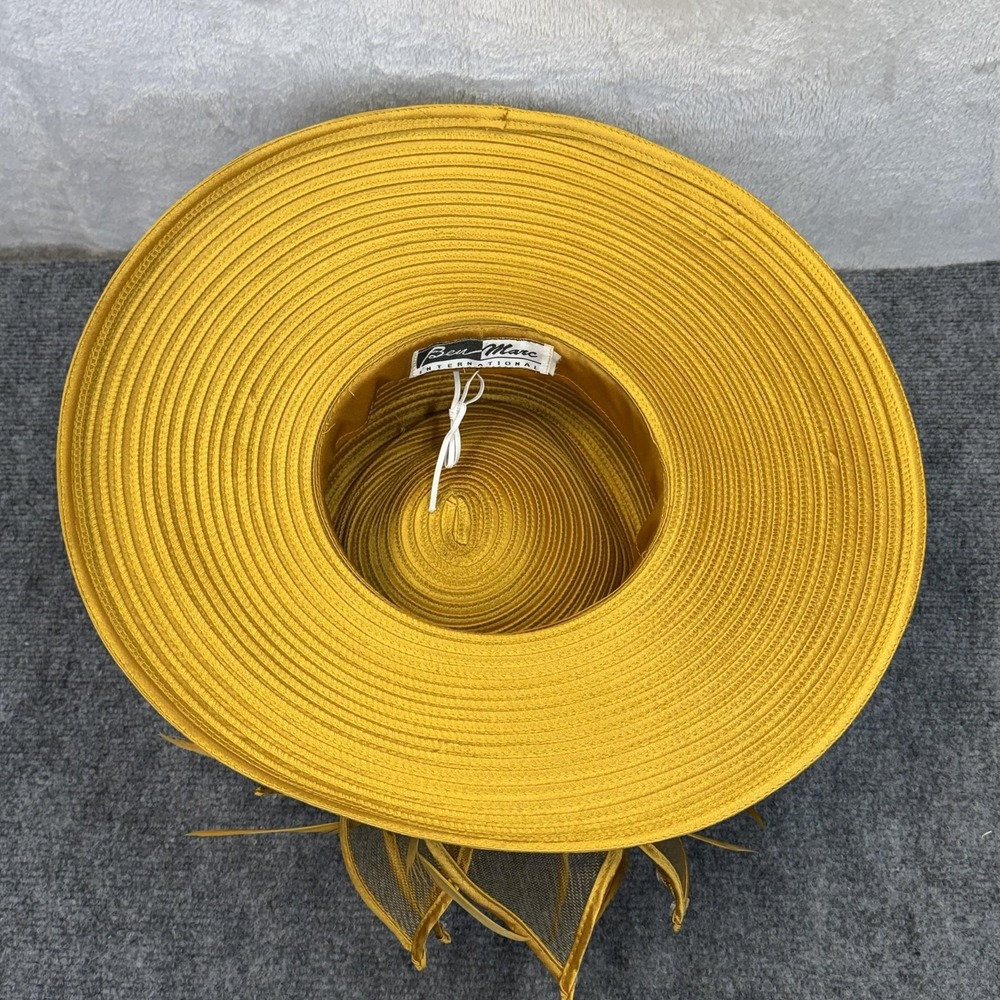 VTG Ben Marc Hat Sun Womens Adjustable Gold Rhinestone Wide Brim Church Derby - Picture 7 of 10